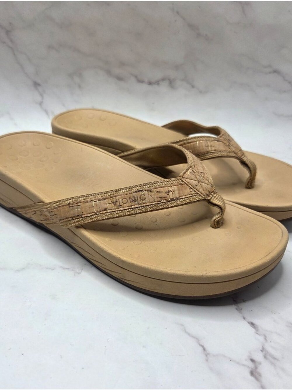 Vionic High Tide Platform Sandals Tan Cork Comfort Women's 11
